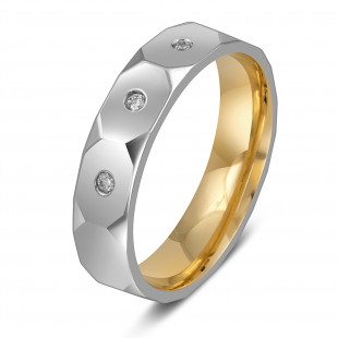 Обручальное кольцо из комбинированного золота с бриллиантами Tiamo (054891)