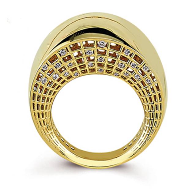 Кольцо из жёлтого золота с фианитами (054284)