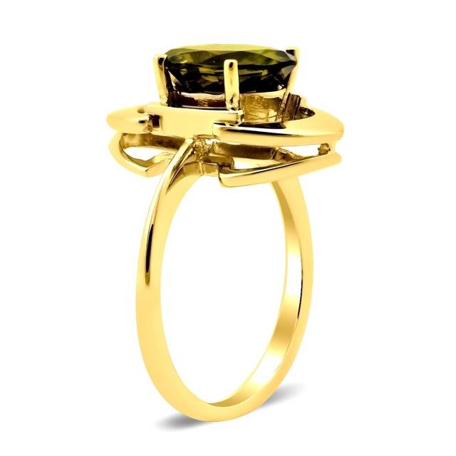 Кольцо из желтого золота с ситаллом (028565)