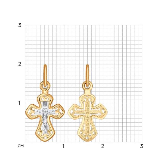 Кулон крест из комбинированного золота (045505)