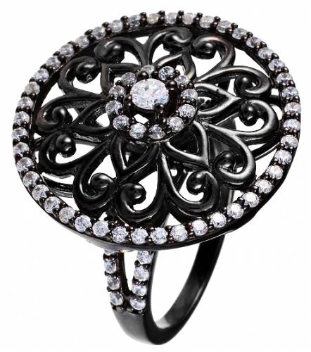 Кольцо из чернёного серебра с цирконами 17.0