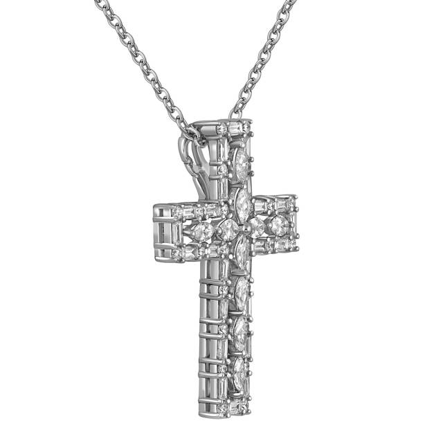 Колье крест из белого золота с бриллиантами "Crivelli" (052636)