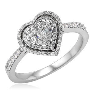 Помолвочное кольцо из белого золота с бриллиантами Сердце (055644)