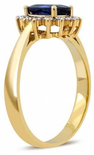 Кольцо из жёлтого золота с бриллиантами и сапфиром 17.5