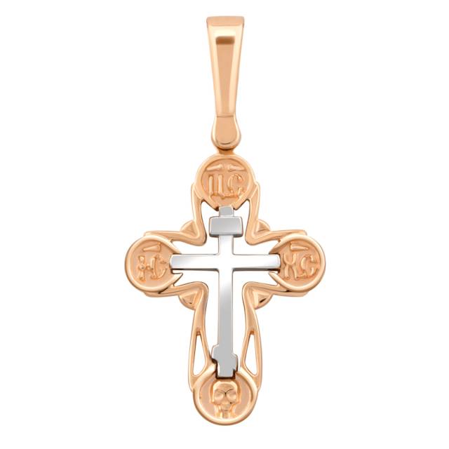 Кулон крест из комбинированного золота (038168)