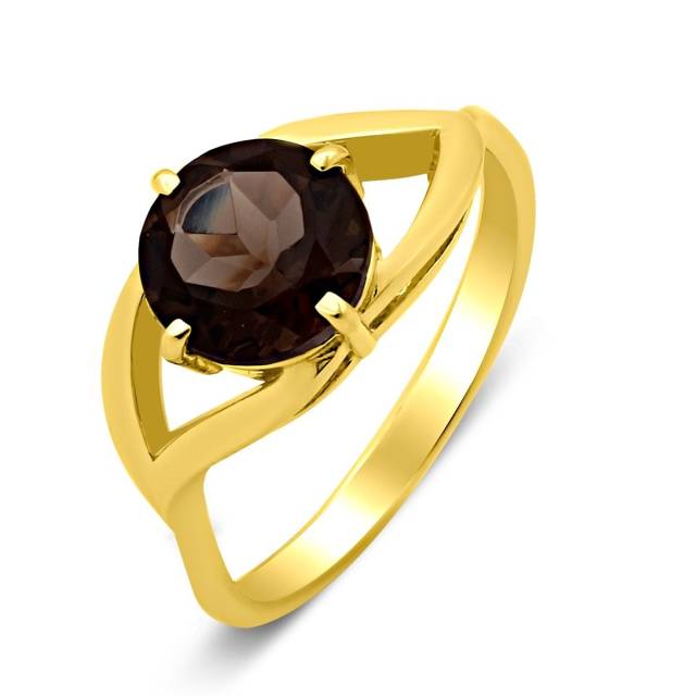 Кольцо из желтого золота с кварцем и топазом (026808)