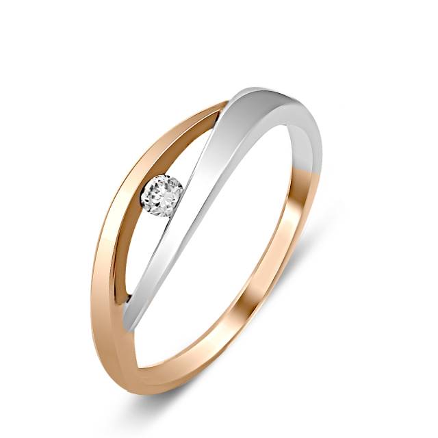 Кольцо из комбинированного золота с бриллиантом (020957)
