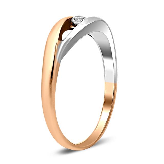 Кольцо из комбинированного золота с бриллиантом (020957)