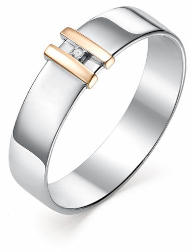 Кольцо из серебра с золотыми вставками и бриллиантом 16.0