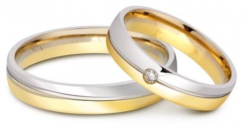 Обручальное кольцо из комбинированного золота с бриллиантом 16.5