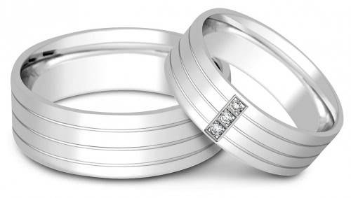 Обручальное кольцо  из белого золота с бриллиантами 16.5