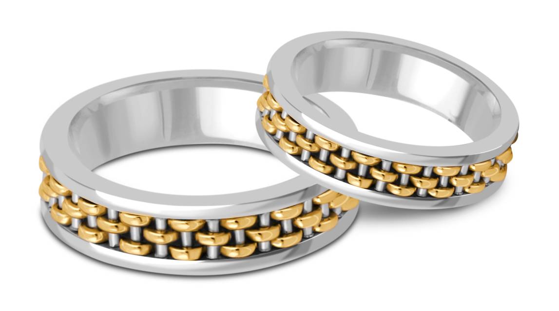 Обручальное кольцо из комбинированного золота (040976)