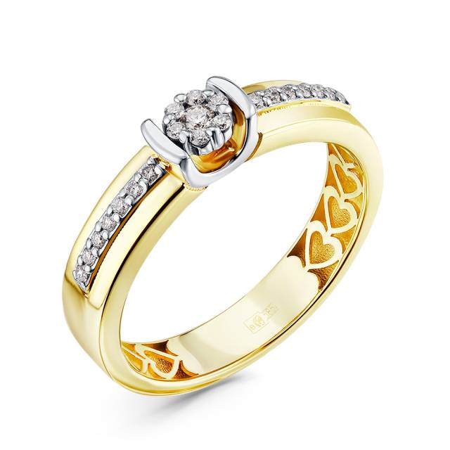 Кольцо из жёлтого золота с бриллиантами (051154)