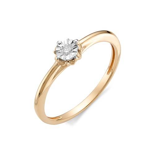 Помолвочное кольцо из красного золота с бриллиантом (032362)