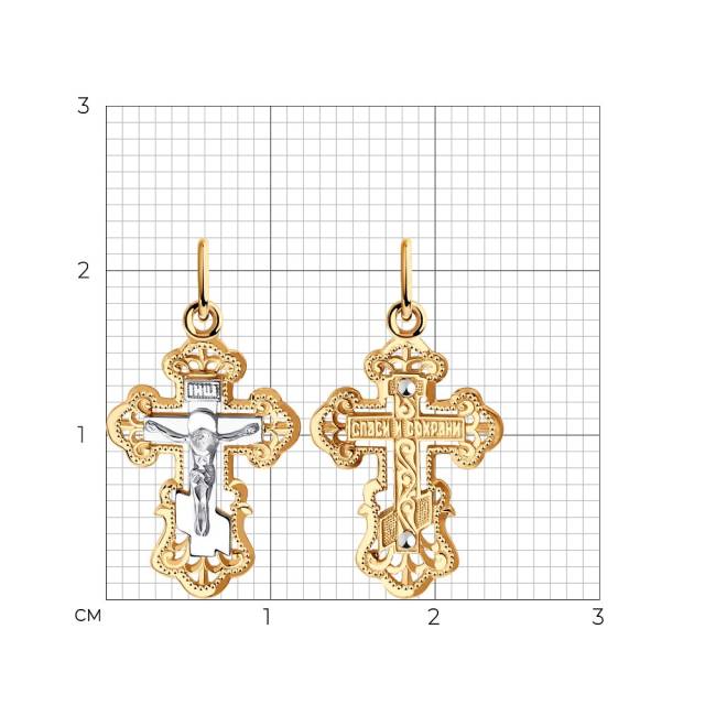 Кулон крест из комбинированного золота (045497)