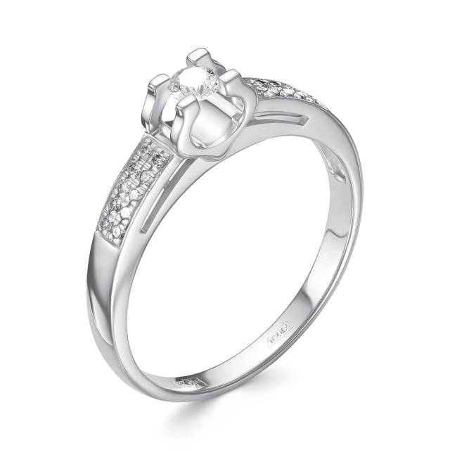 Помолвочное кольцо из белого золота с бриллиантами (054019)