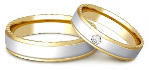 Обручальное кольцо из комбинированного золота с бриллиантом Tiamo 16.5