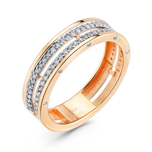 Кольцо из красного золота с бриллиантами (052939)