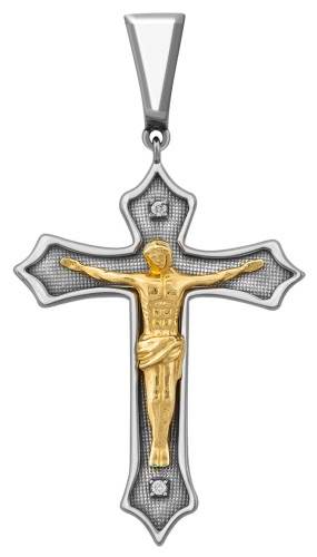 Кулон крест из палладия и золота с бриллиантами