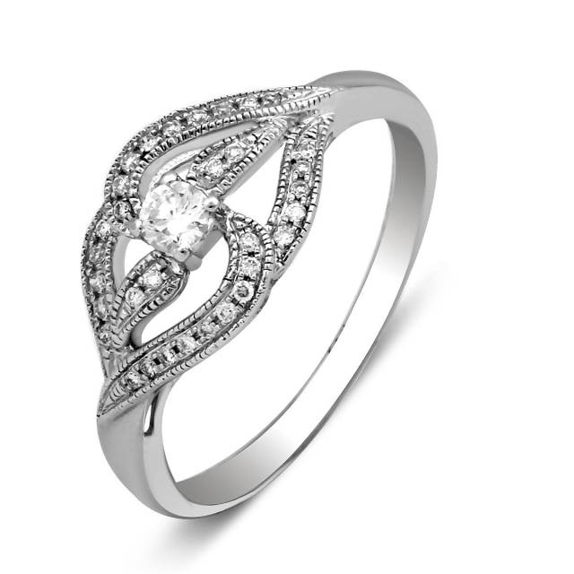 Кольцо из белого золота с бриллиантами (025912)