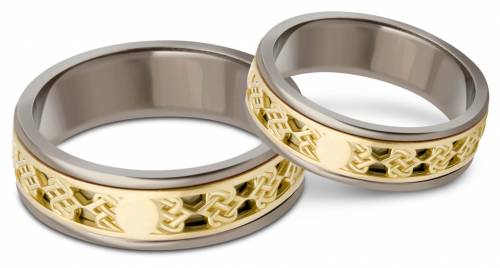 Обручальное кольцо из титана и жёлтого золота 16.5