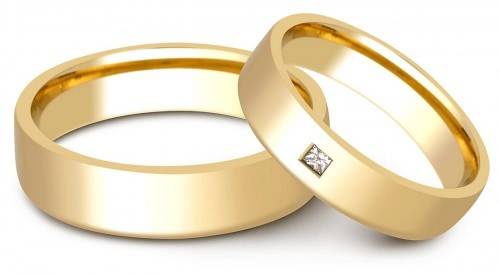 Обручальное кольцо из жёлтого золота с бриллиантом 16.5