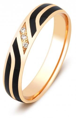 Обручальное кольцо с бриллиантами и эмалью Линия Любви 18.0