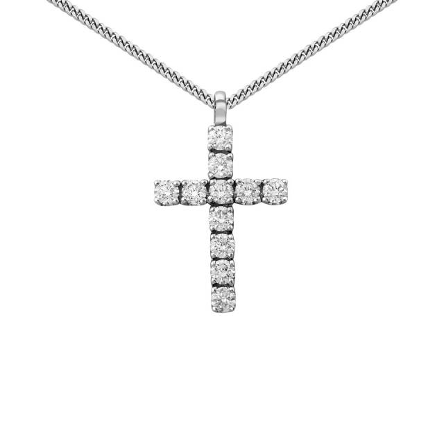 Колье Крест из белого золота с бриллиантами (039949)