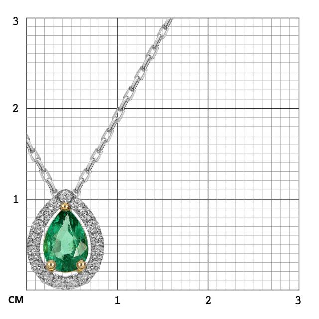 Колье из белого золота с бриллиантами и изумрудом (061117)