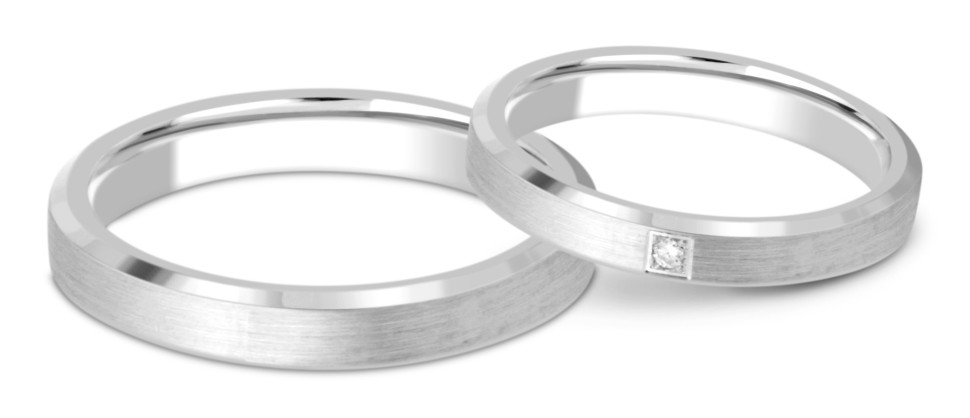 Обручальное кольцо из белого золота с бриллиантом (051361)