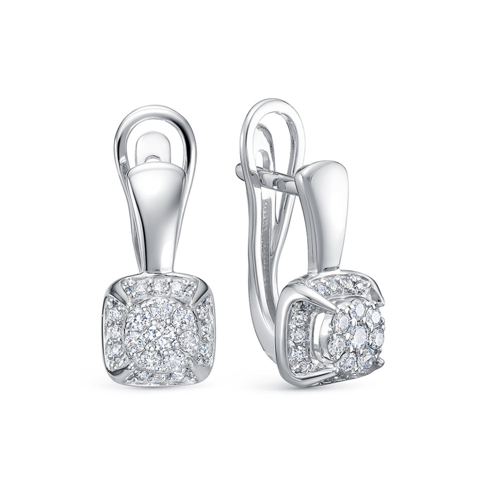 Серьги из белого золота с бриллиантами  (061097)