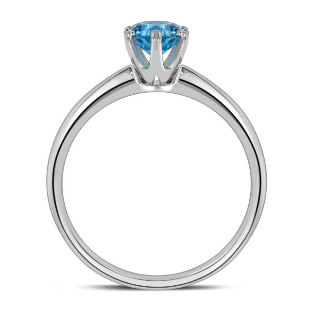 Помолвочное  кольцо из белого золота с  голубым бриллиантом (060229)