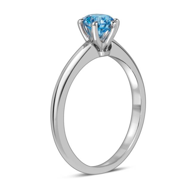 Помолвочное  кольцо из белого золота с  голубым бриллиантом (060229)