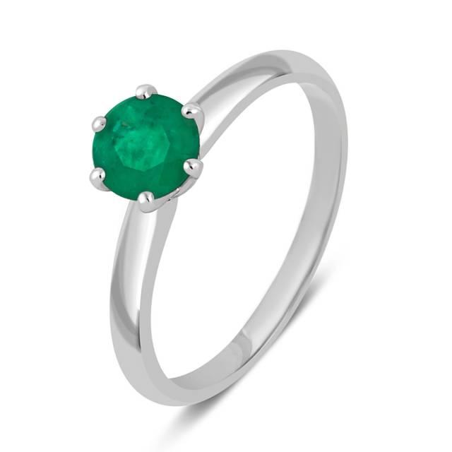 Помолвочное кольцо из белого золота с изумрудом (047429)