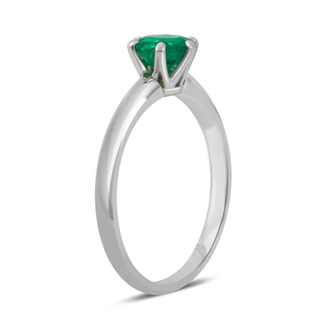 Помолвочное кольцо из белого золота с изумрудом (047429)