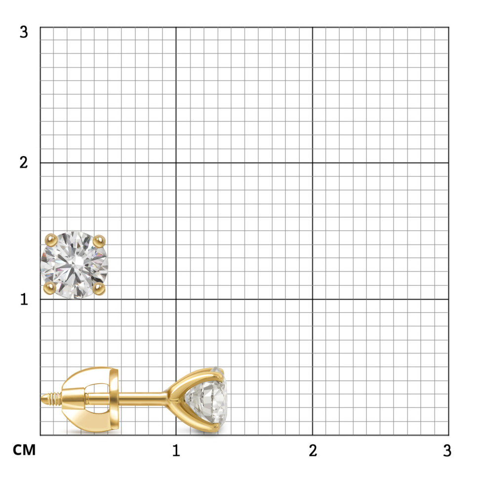 Серьги пусеты из жёлтого золота с бриллиантами (050878)