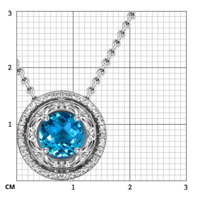 Колье из белого золота с бриллиантами и топазом (060034)
