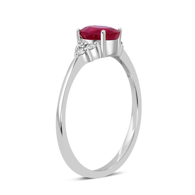 Кольцо из белого золота с бриллиантами и рубином (044380)