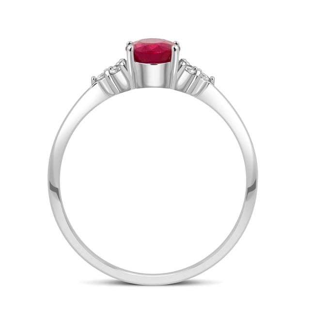 Кольцо из белого золота с бриллиантами и рубином (044380)