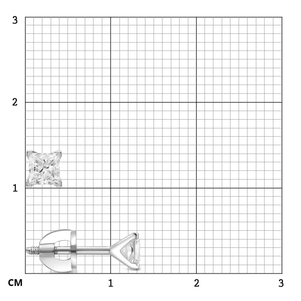 Серьги пусеты из белого золота с бриллиантами (044220)