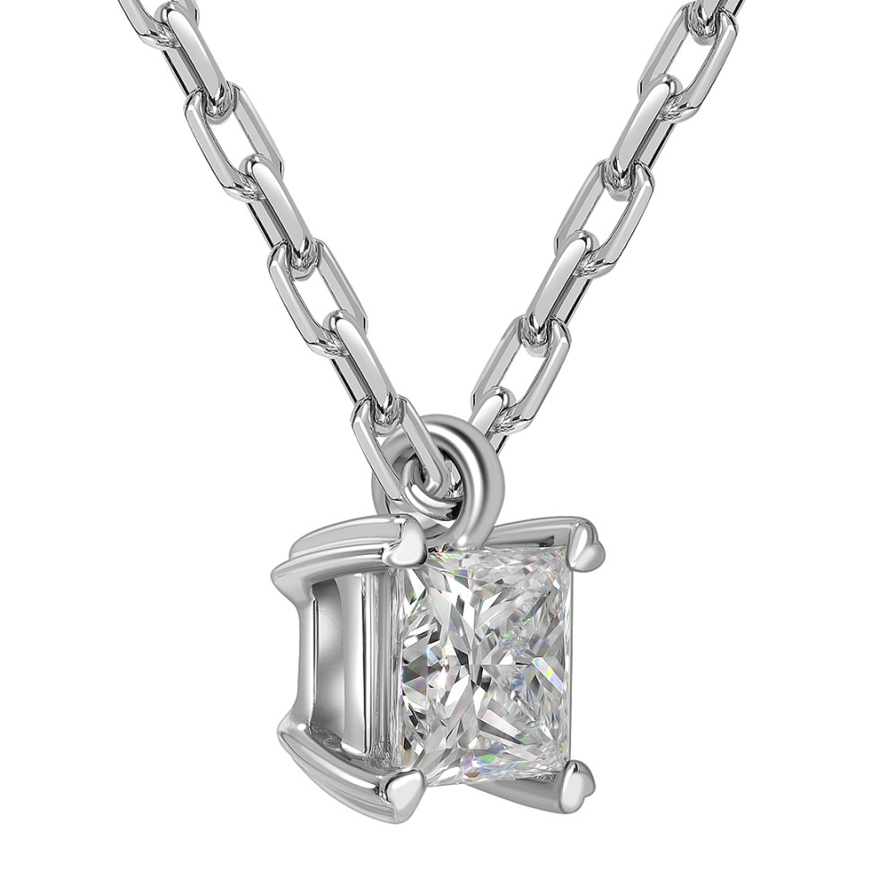 Колье из белого золота с бриллиантом (062915)