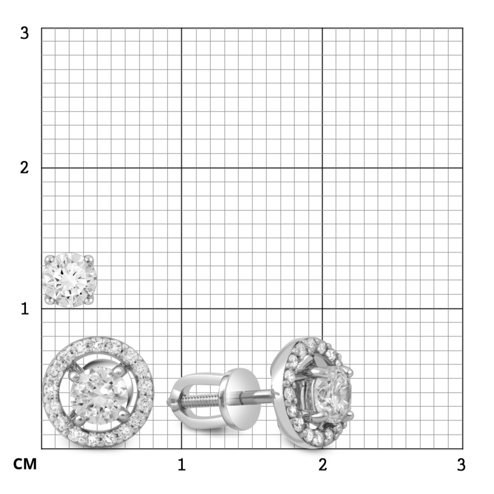 Серьги пусеты трансформеры из белого золота с бриллиантами (049040)