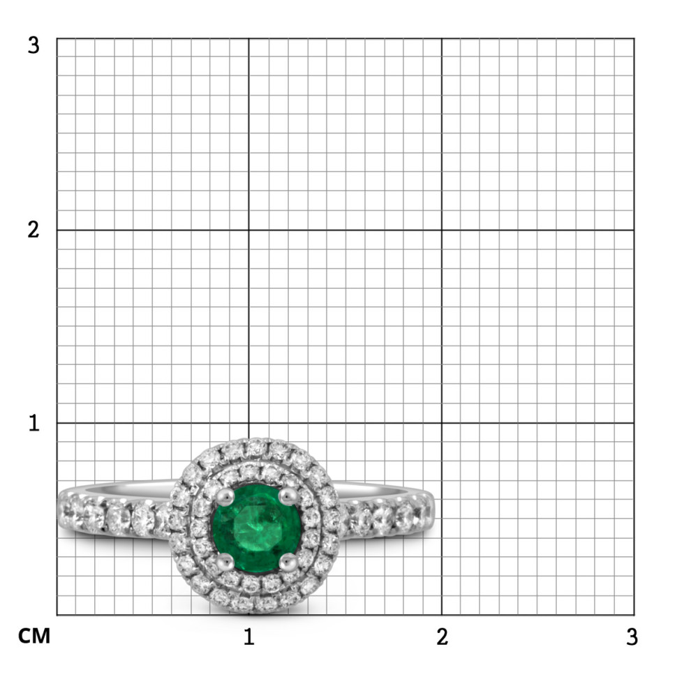 Помолвочное кольцо из белого золота с бриллиантами и изумрудом (049432)