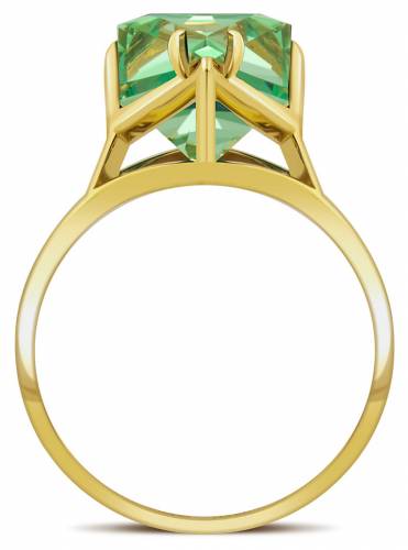 Кольцо из жёлтого золота с искусственным зелёным аметистом "Айсберг" 17.0