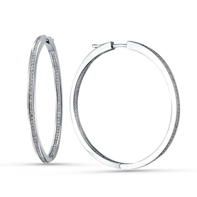 Серьги конго из белого золота с бриллиантами (058726)