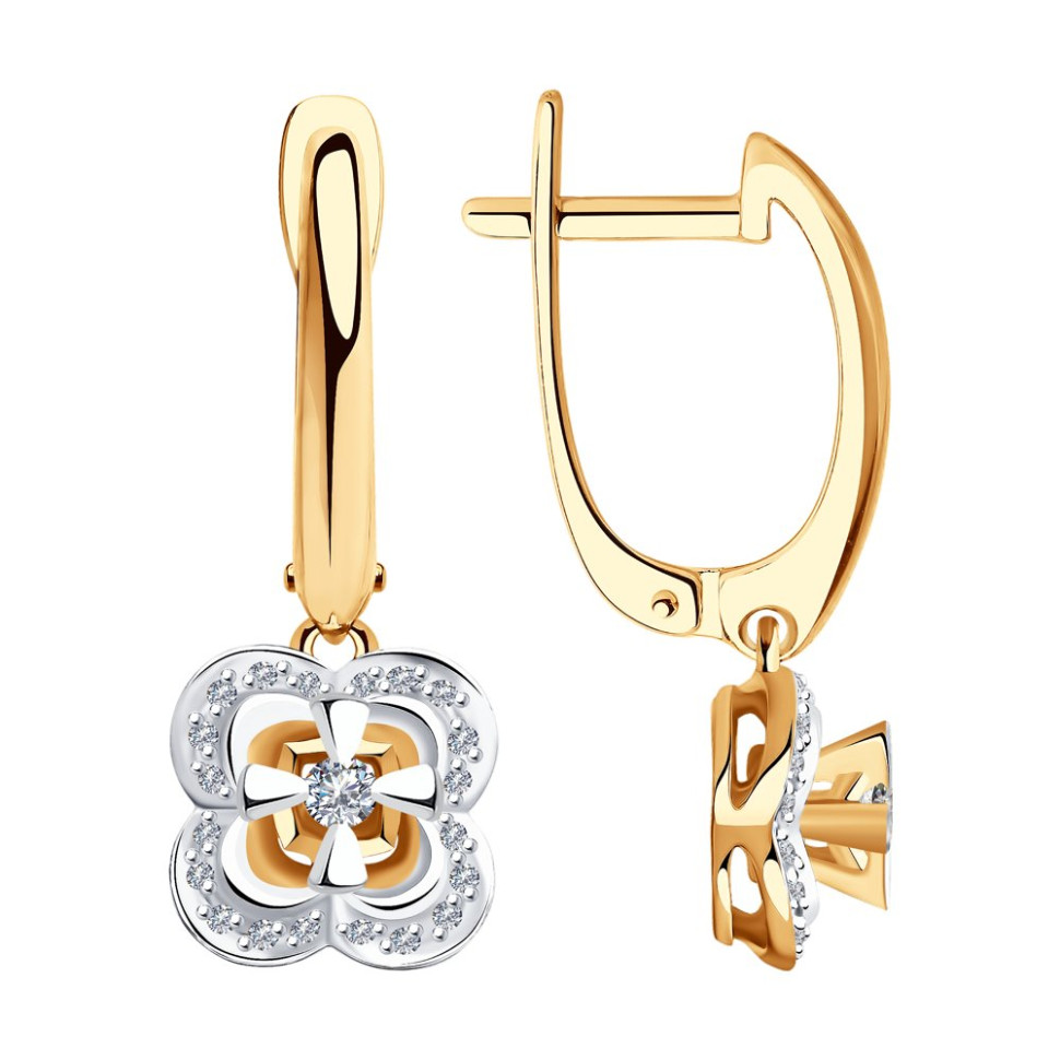 Серьги из красного золота с бриллиантами (046502)