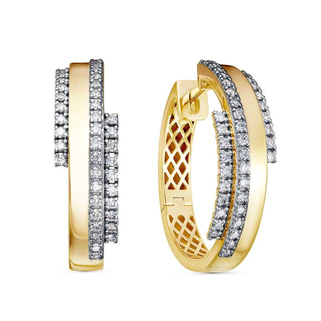 Серьги конго из жёлтого золота с бриллиантами (049949)