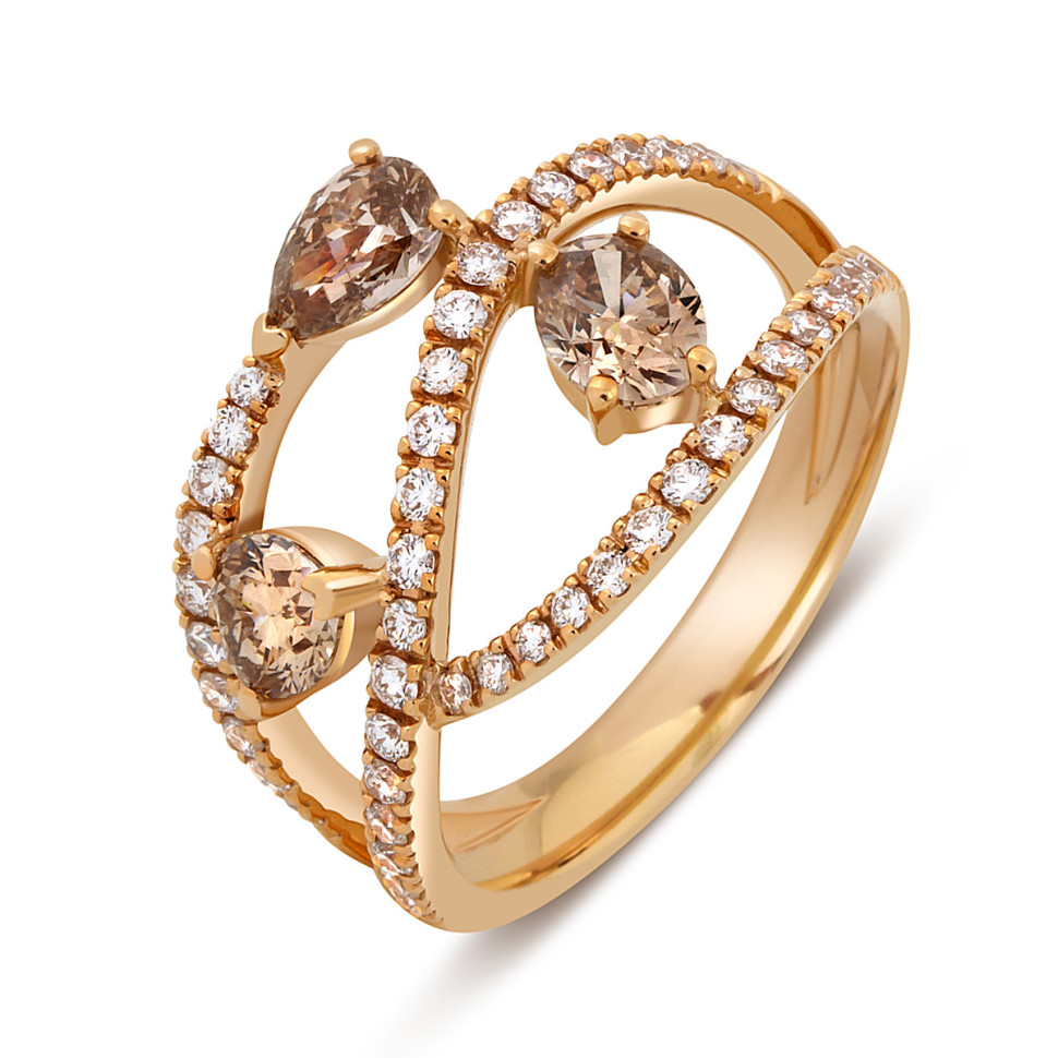 Кольцо из красного золота с бриллиантами 