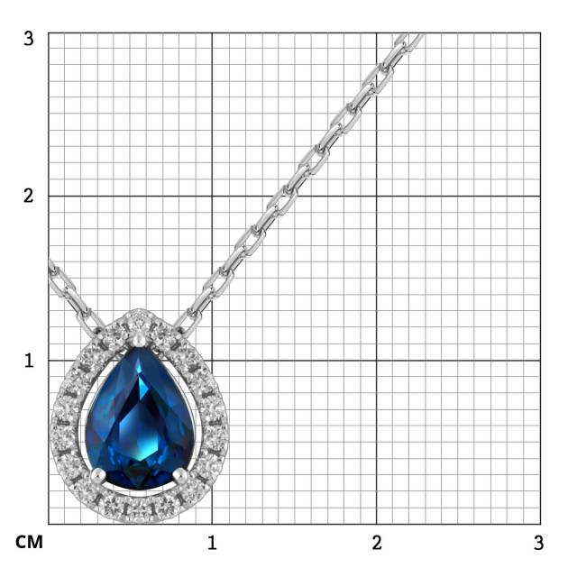 Колье из белого золота с бриллиантами и сапфиром (061070)