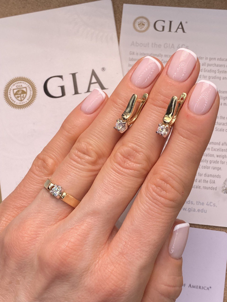 Серьги из комбинированного золота с бриллиантами (053967)